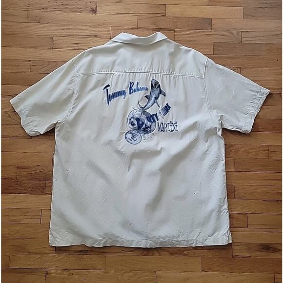 Tommy Bahama Vintage Original Fit Silk Button Up Shirt Dirty Shark Martini Party - Picture 1 of 12